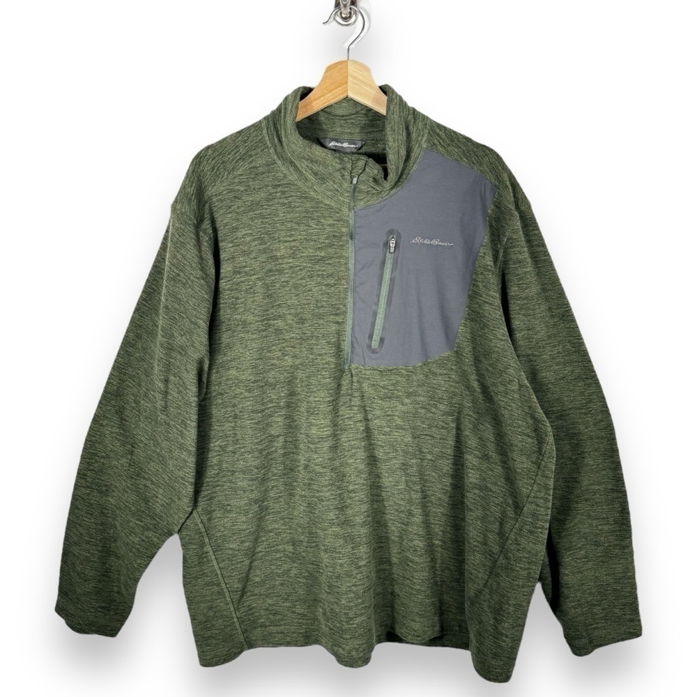 Eddie Bauer Men's Cloud Layer Pro 1/4-Zip Pullover, Olive/Grey, Size XXL